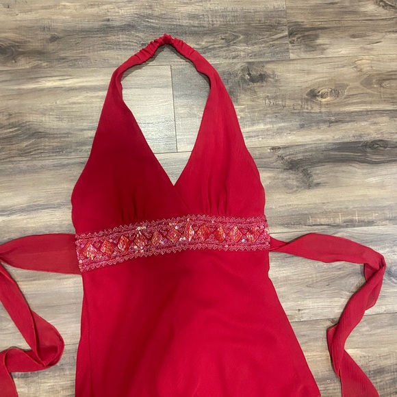 Vintage Beaded Red Midi Dress - Picture 3 of 5